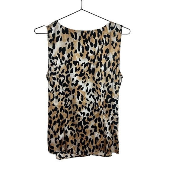 St. John Silk Animal Print Sleeveless Blouse - Picture 2 of 4
